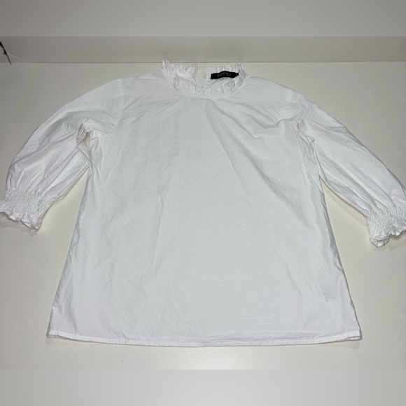 Gucci White Ruffled Heavy Cotton Poplin Blouse - Picture 1 of 6